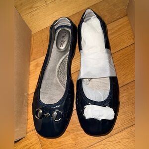 Me Too Dark Blue Patent Ballet Flats with Silver Accents